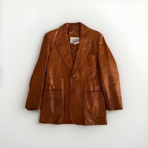 J. Riggings ''Vintage Gold'' Leather Blazer Jacket Coat, Mens Sz 42
